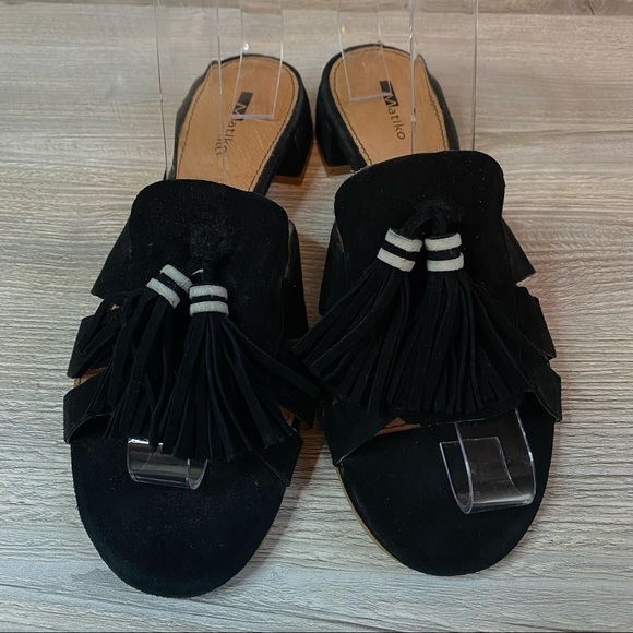 Matiko black slip on suede leather and leather lining mule sandals size 39 - Picture 3 of 10